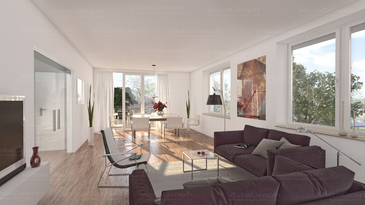 Wohnzimmer 3D-Visualisierung